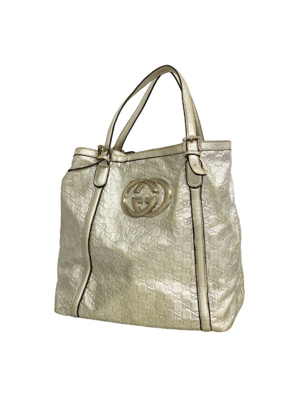 Gucci Tote Bag Guccissima Interlocking G Leather Silver